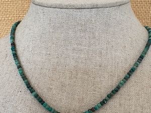 Turquoise Beaded Chain Necklace with Silver Pendant