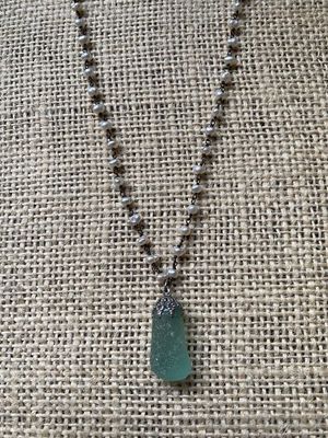 Pearl Chain With Sea Glass Pendant