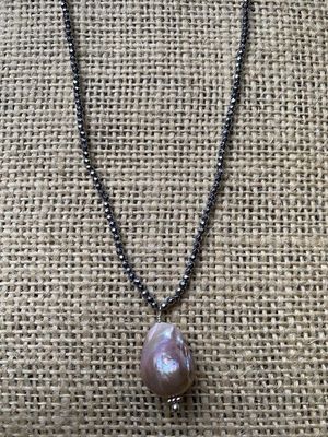 Hematite and Fresh Water Pearl Necklace