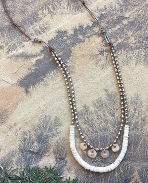 Puka Shell & Archeological Quartz Necklace