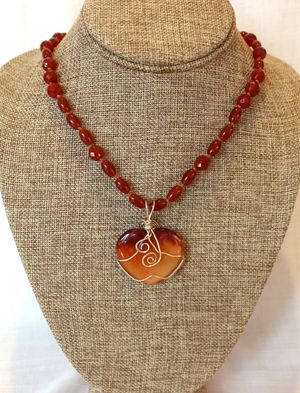 Carnelian Necklace with Heart pendant