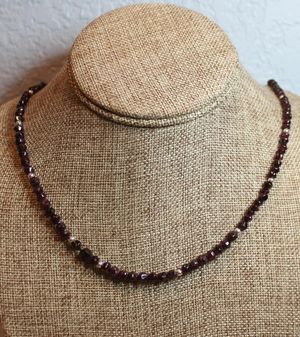 Garnet and Sterling Knotted Necklace