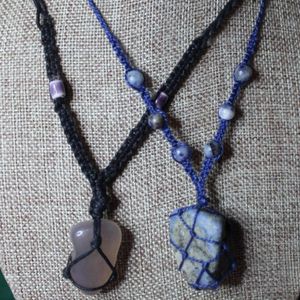 Apr 30: Macramé Wrapped Stone Pendant or Necklace*