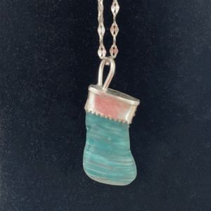 Blue Striated Sea Glass Necklace