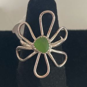Small Green Glass Flower Ring