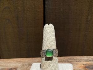 Green Seaglass and Sterling Silver Ring