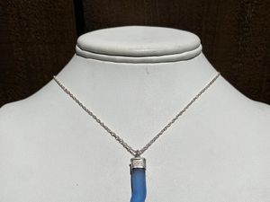 Rare Cornflower Blue Seaglass and Sterling Silver Necklace