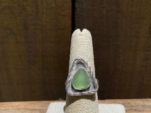 Lime Green Seaglass and Sterling Silver Ring