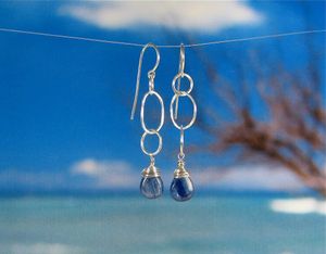 Fine Silver Loops with Kayanite Earrings