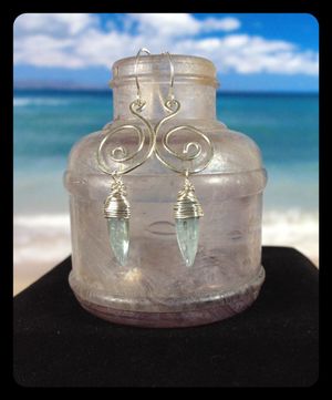 Fine Silver Swirl with Kayanite Earrings