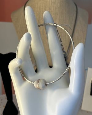 Medium - Large Fine Silver Bangle with Shell