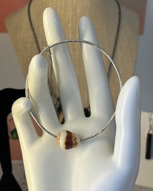 Small Fine Silver Bangle with Shell
