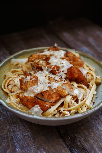 Turkey Cutlet Parmesan with Alfredo Pasta — California Waterfowl