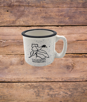 WHITE CERAMIC CAMP STYLE COFFEE MUG WITH CWA LOGO
