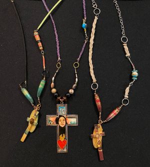Beaded Necklace with Cross by Sharon Pena
