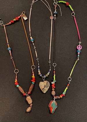 Beaded Necklace with Stone by Sharon Pena