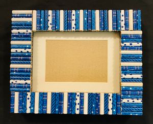 Blue/White Pencil Picture Frame by Pencil Lady