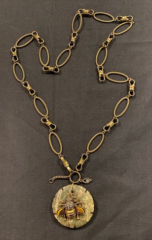 Bee/Onyx Medallion Necklace by Stacy Slack
