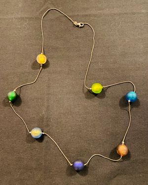 Glass Balls on Silver Cord Necklace