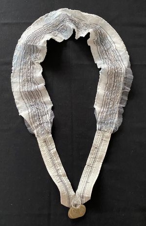 Danny Mansmith Necklace - White cotton/lace/tulle/stone pendant