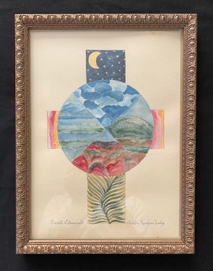 Earth's Elements - framed original watercolor on French printing paper by Sister Karlyn Cauley