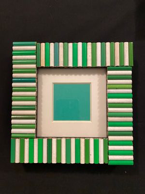 Square Green/White Pencil Picture Frame by Pencil Lady