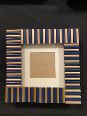 Square Blue/Gold Pencil Picture Frame by Pencil Lady