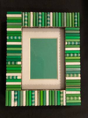 Rectangle Green/White Pencil Picture Frame by Pencil Lady