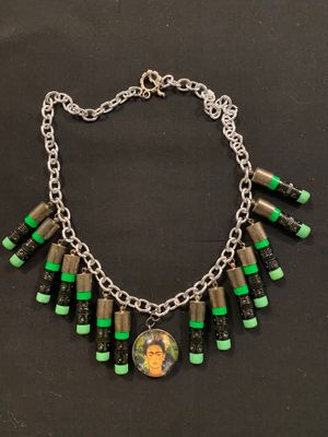 Green/Black Frida Eraser Necklace by Pencil Lady