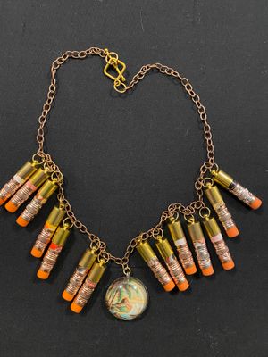 Coral Beach Medallion Eraser Necklace by Pencil Lady