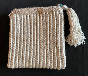Ivory Knit Zip Purse by Halida V.
