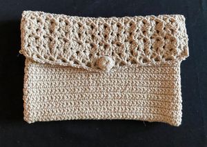 Cream Knit Button Purse by Bahra P.