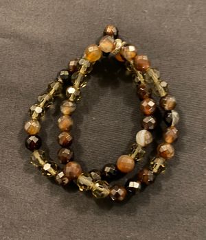 Two-Strand Amber/Brown Bead Bracelet