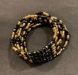 Six-Strand Black/Gold Bead Bracelet