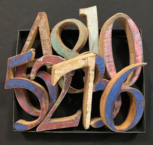 Set of Vintage Wooden Numbers 0-9