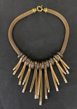 Vintage Copper Mesh Necklace with Rhinestones