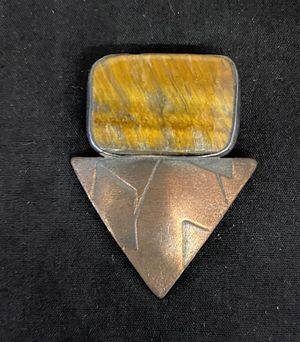 Vintage Agate/Bronze/Silver Pin
