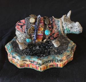 Wrapped Rhinoceros on Base by Stacy Slack