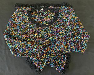 Multi-colored open weave sweater