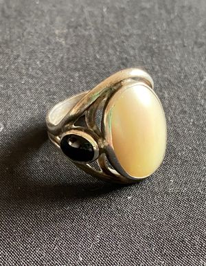 Vintage Silver/Pearl/Onyx Ring