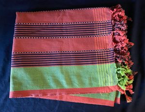 Orange/Green woven shawl - Equador
