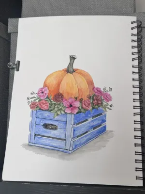 Watercolor Class: Autumn in a Blue Crate
