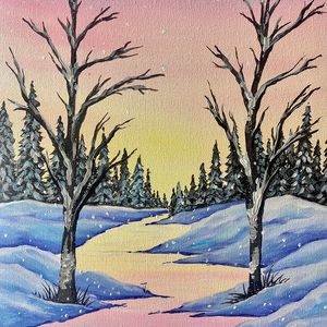 Beginner Painting on Canvas: Winter Wonderland