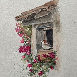Watercolor Class: Bird in Window