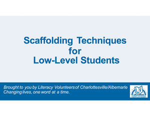 Scaffolding Techniques for Low-Level Students - 2025