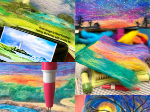 Needle Felting Colorful Sky Landscape Wool Painting
