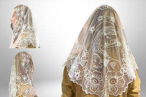 Handmade Lace Mantila Virgin Mary