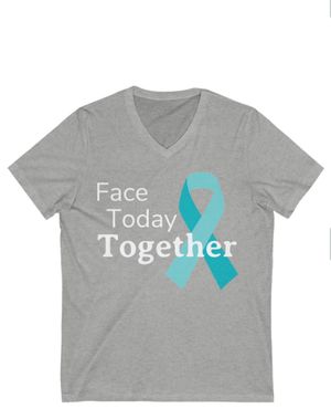 Face Today Together Unisex Jersey Short Sleeve Grey V-Neck Tee