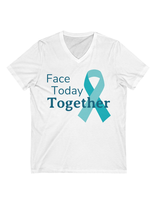 Face Today Together Unisex Jersey Short Sleeve White V-Neck Tee