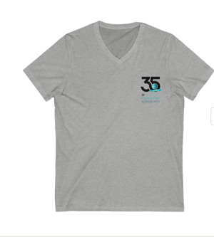 35 yr Anniversary FPA Unisex Jersey Short Sleeve V-Neck Sport Grey